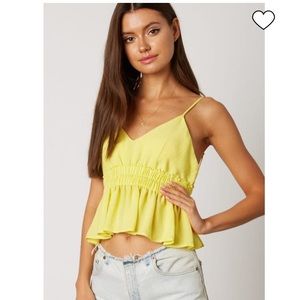 PacSun Cotton Candy LA Yellow Peplum Top